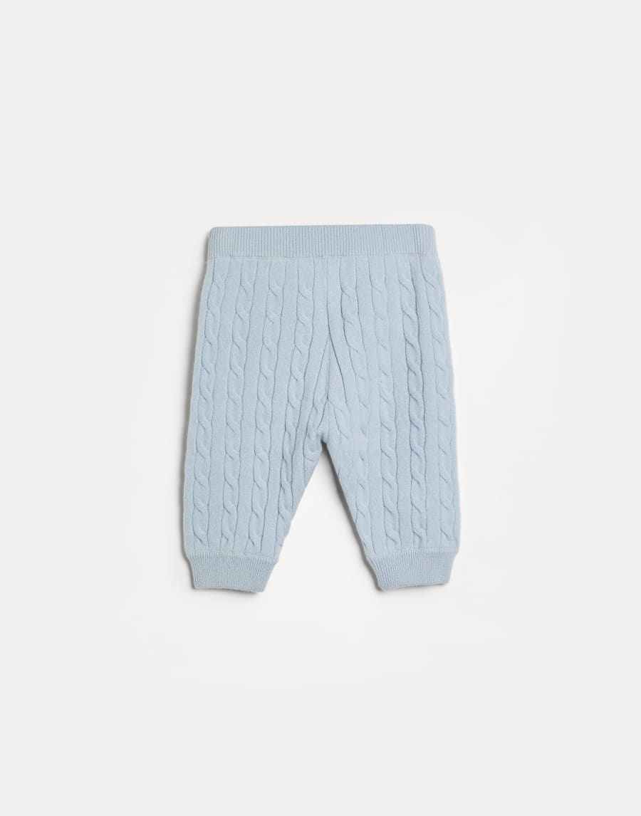Baby Bernie cable knit trousers Sky Blue Baby - Brunello Cucinelli