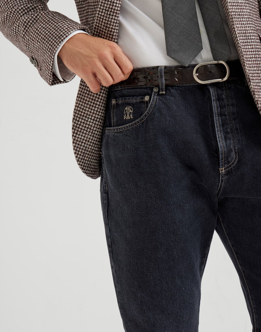 Leisure fit five-pocket trousers Dark Grey Man - Brunello Cucinelli