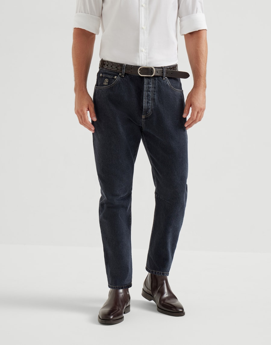 Pantalon cinq poches coupe leisure fit Gris Foncé Homme - Brunello Cucinelli