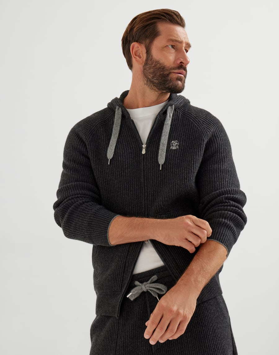 Sweatshirt with logo Charcoal Man - Brunello Cucinelli