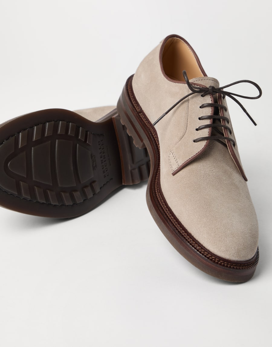 Suede derby Cool Beige Man - Brunello Cucinelli