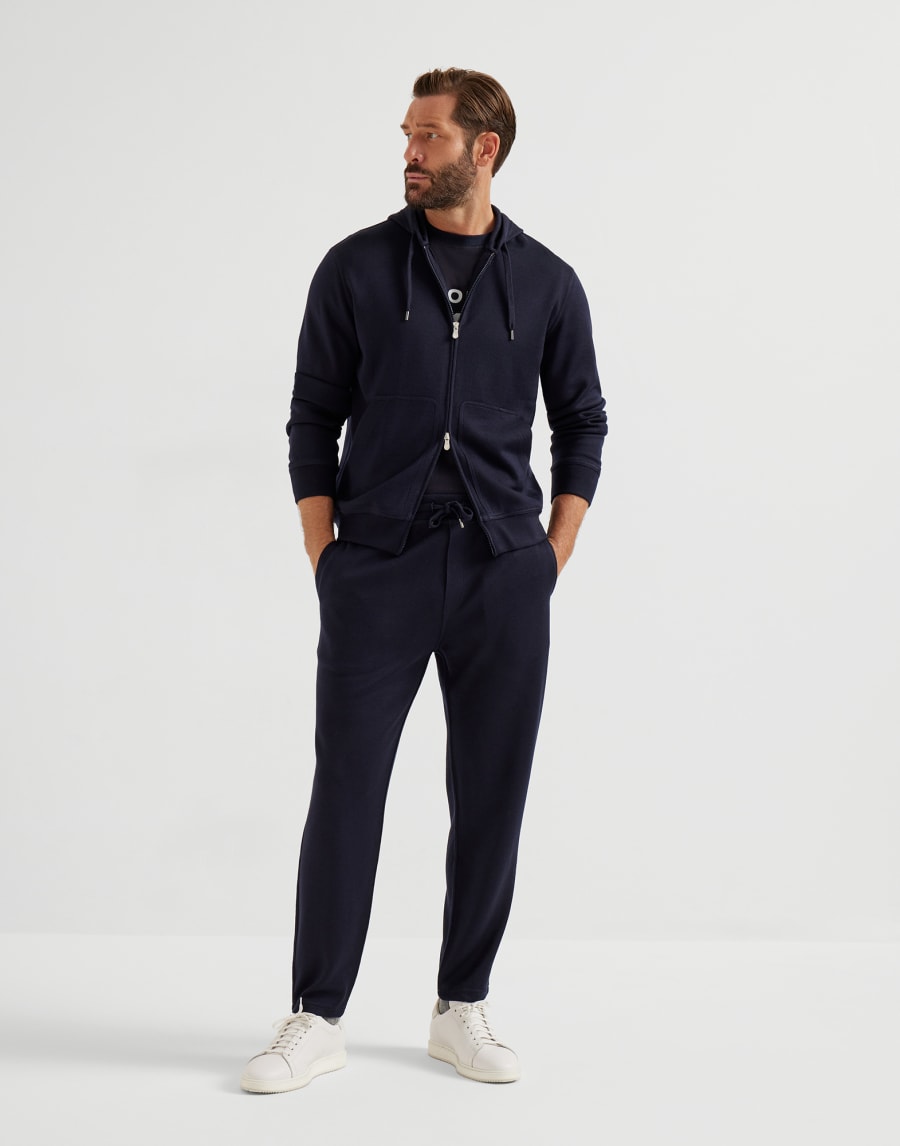 Topwear in felpa di cashmere e seta Blu Navy Uomo - Brunello Cucinelli