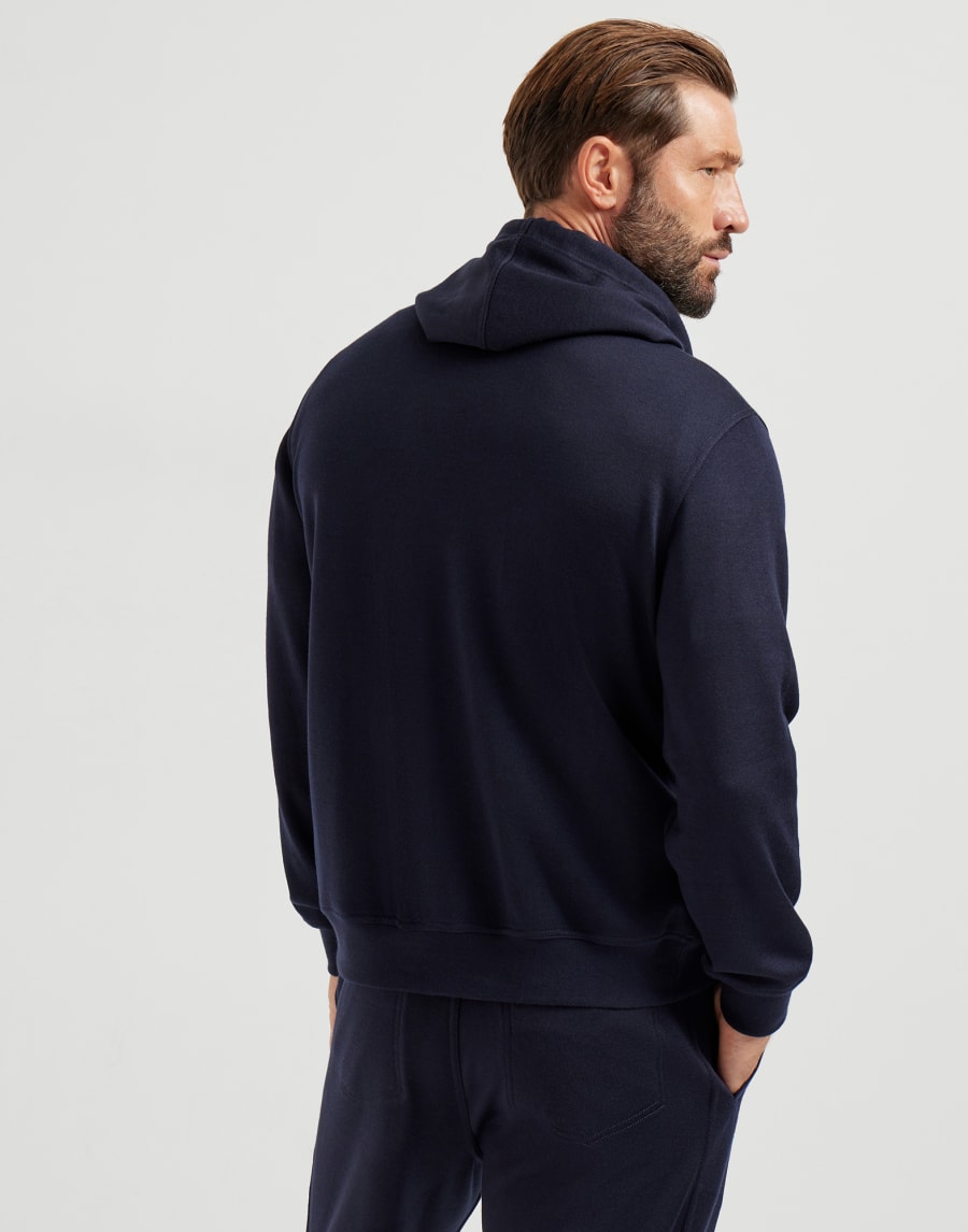 Topwear in felpa di cashmere e seta Blu Navy Uomo - Brunello Cucinelli