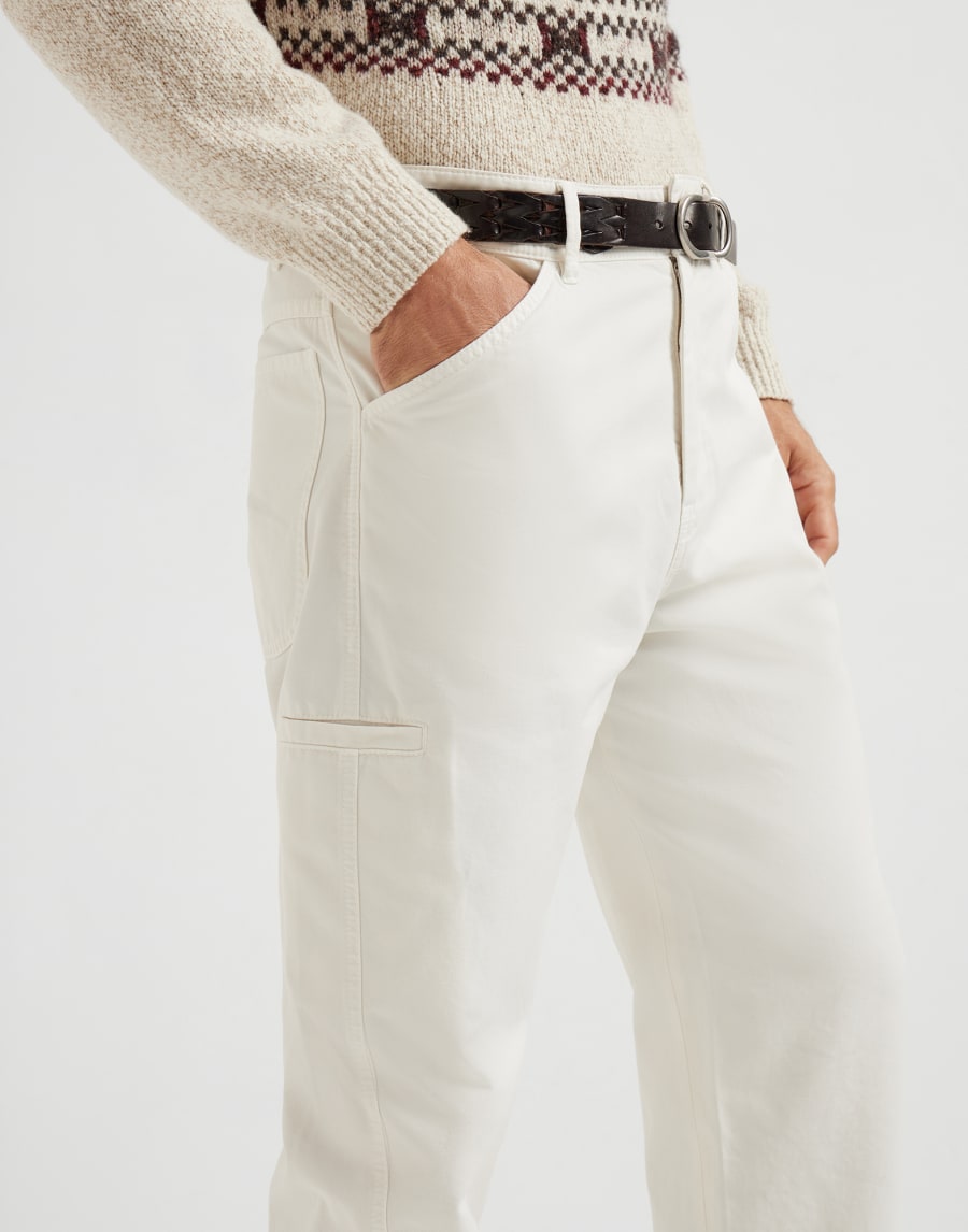 Gabardine trousers Ecru Man - Brunello Cucinelli
