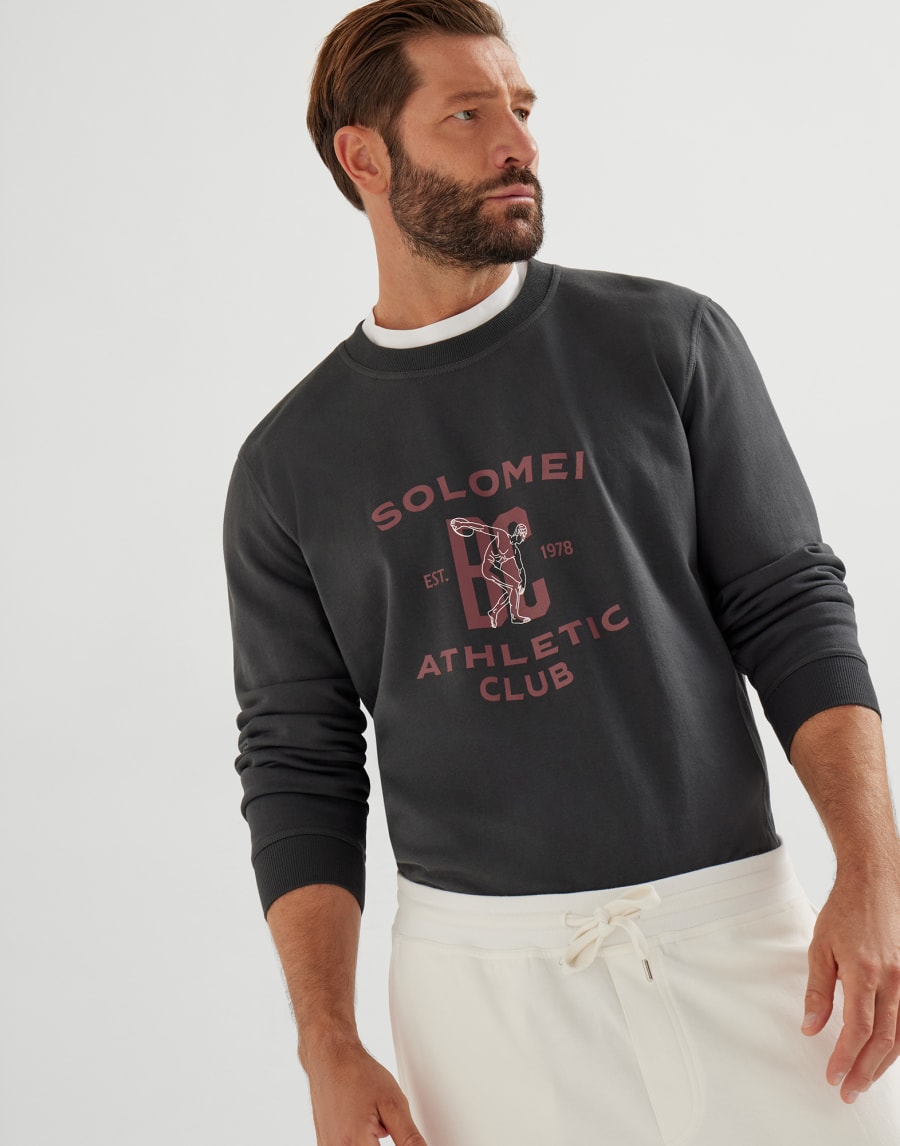 Sweatshirt with print Charcoal Man - Brunello Cucinelli