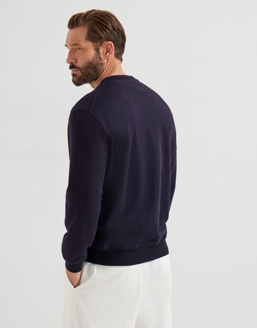 Sweatshirt with print Navy Blue Man - Brunello Cucinelli