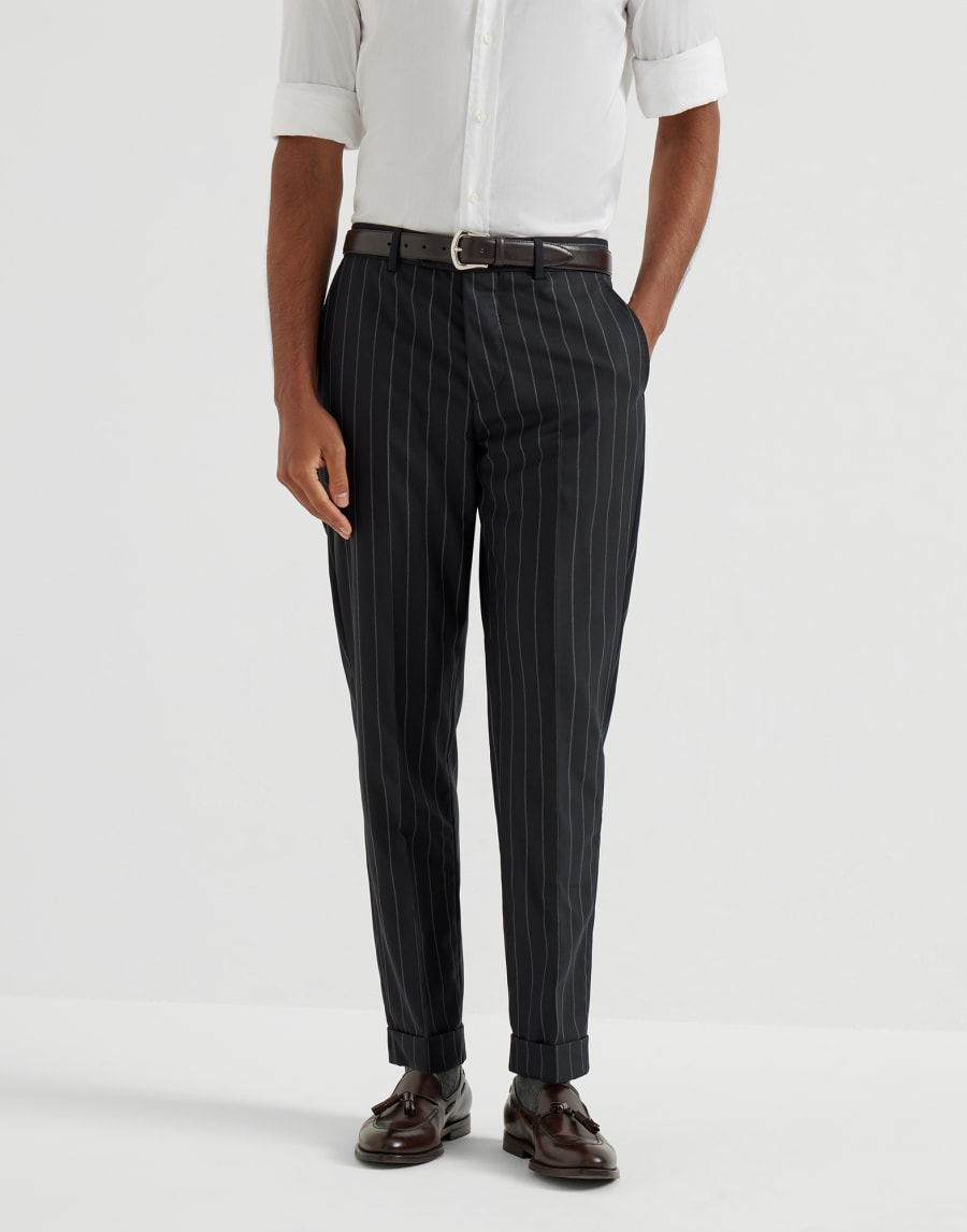 Pantalone gessato largo Antracite Uomo - Brunello Cucinelli