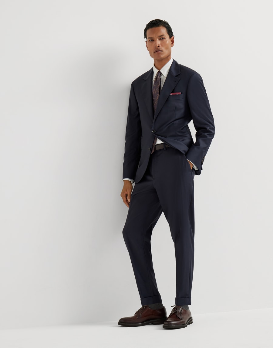 Virgin wool trousers Navy Blue Man - Brunello Cucinelli