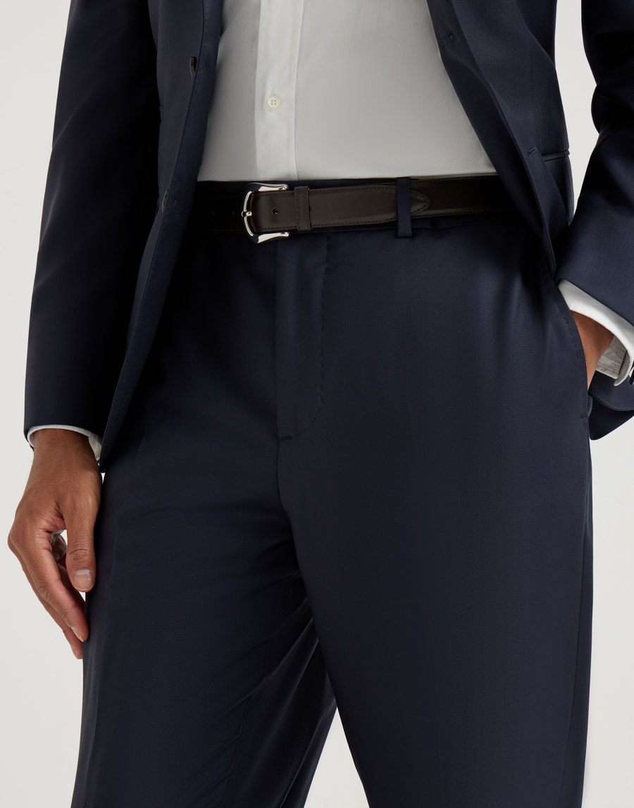 Virgin wool trousers Navy Blue Man - Brunello Cucinelli