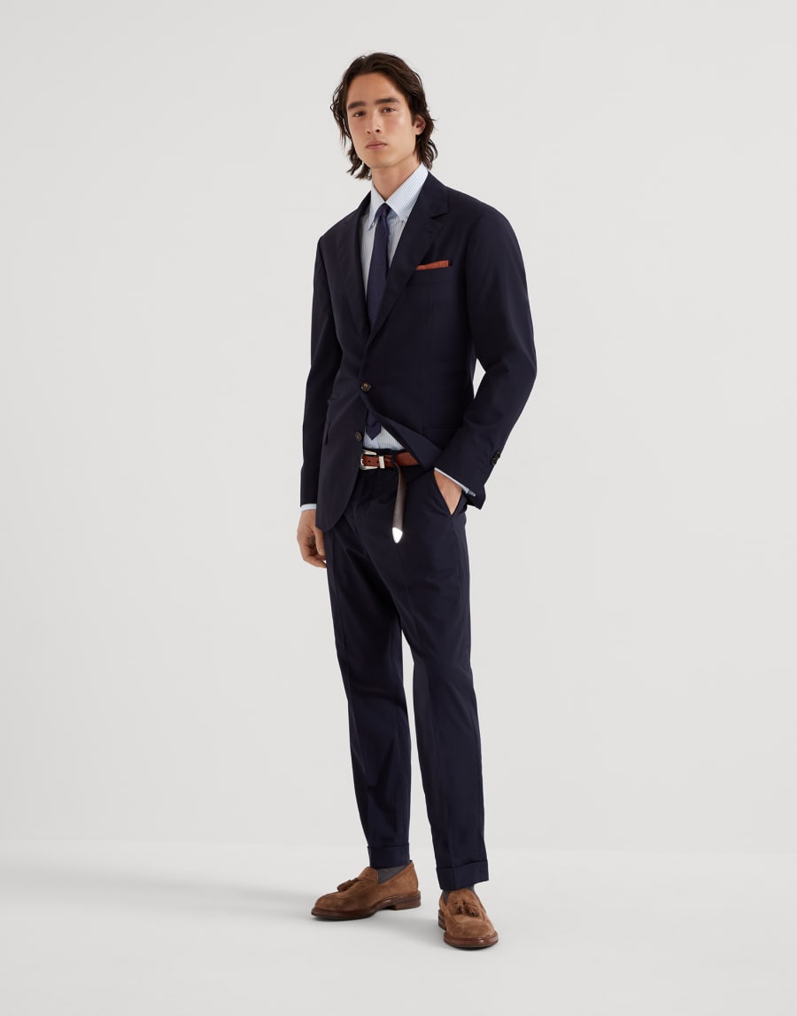 Wool and silk blazer Navy Blue Man - Brunello Cucinelli