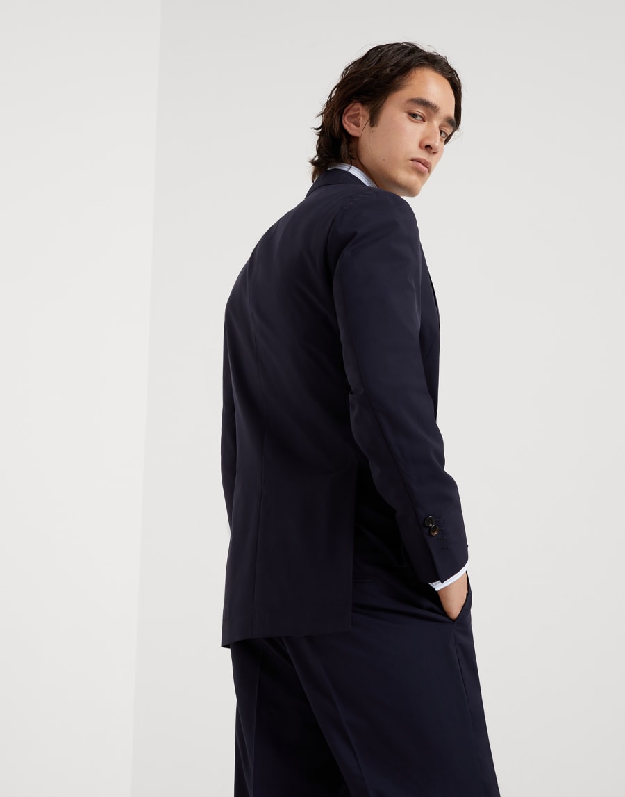 Wool and silk blazer Navy Blue Man - Brunello Cucinelli