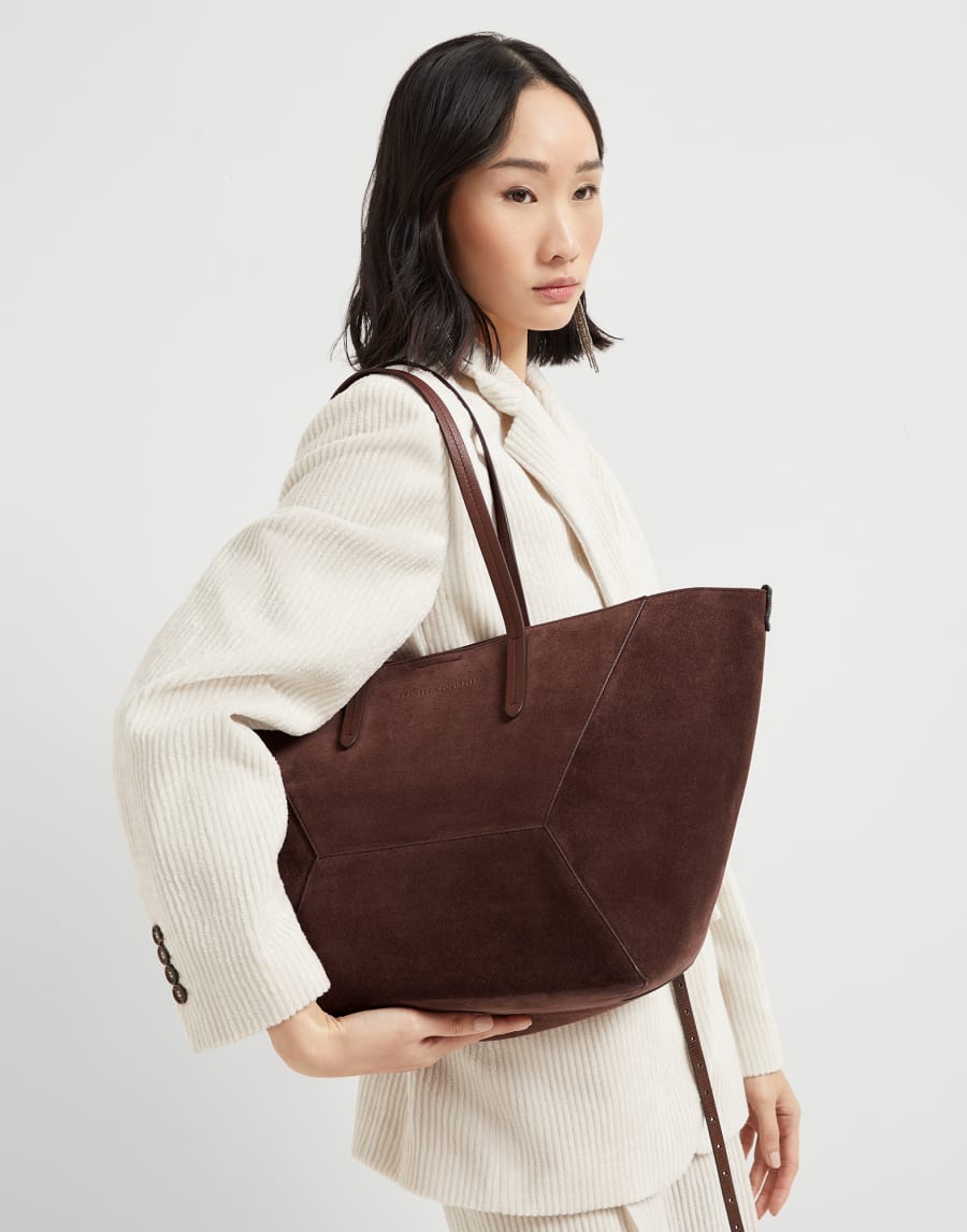 Suede BC Duo bag Burgundy Woman - Brunello Cucinelli