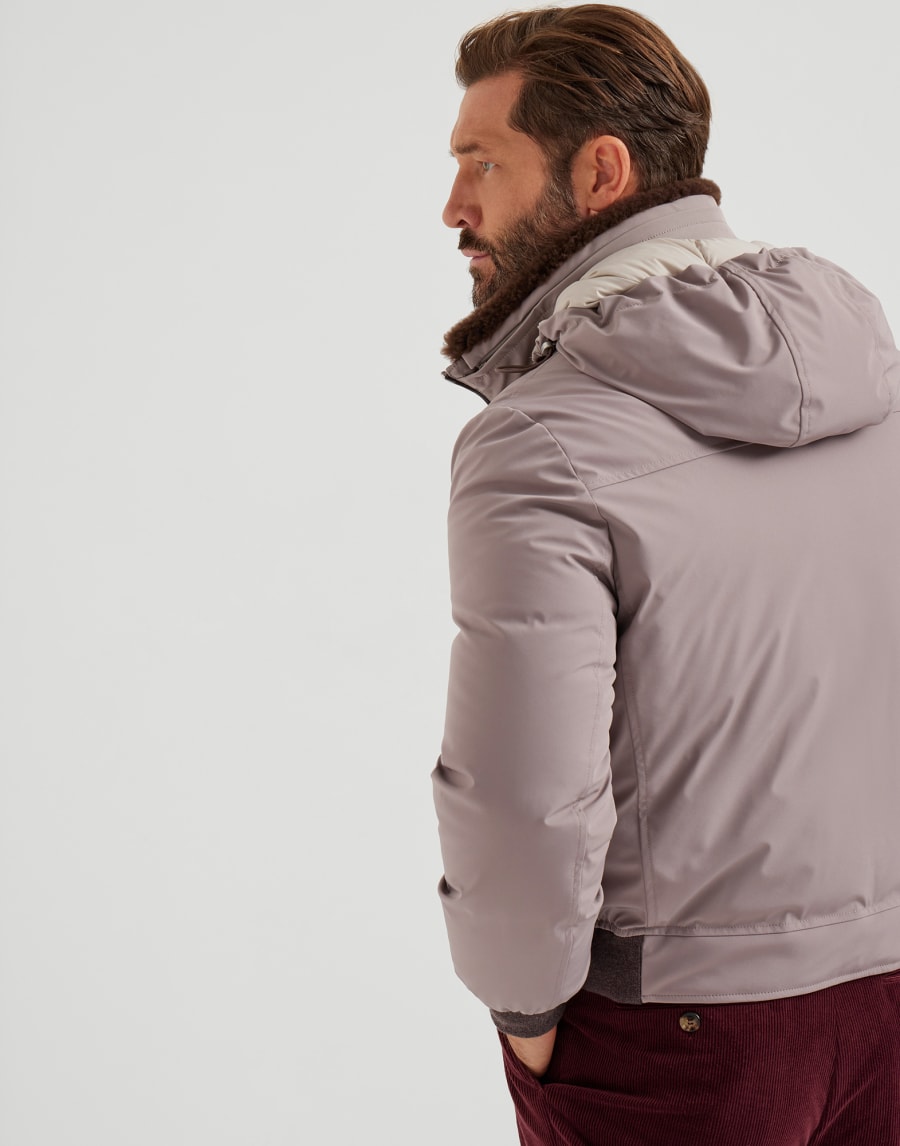 Nylon down jacket Light Brown Man - Brunello Cucinelli