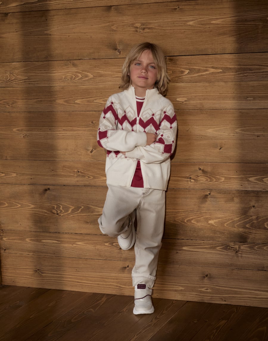 Striped jersey T-shirt Red Boys - Brunello Cucinelli