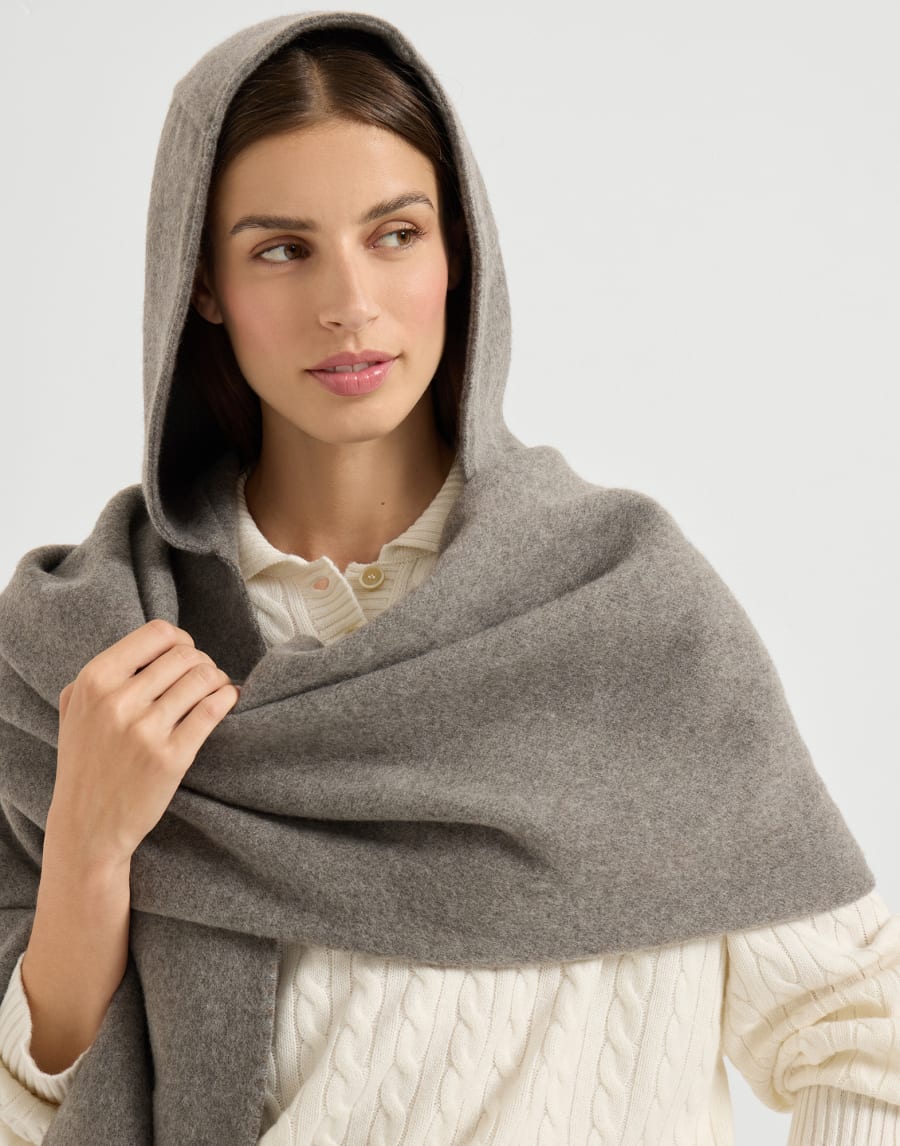 Knit scarf with hood Grey Woman - Brunello Cucinelli