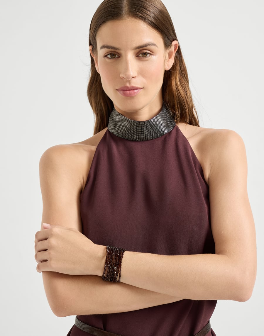 Bracciale Wrap in Vetro Brown Marrone Donna - Brunello Cucinelli