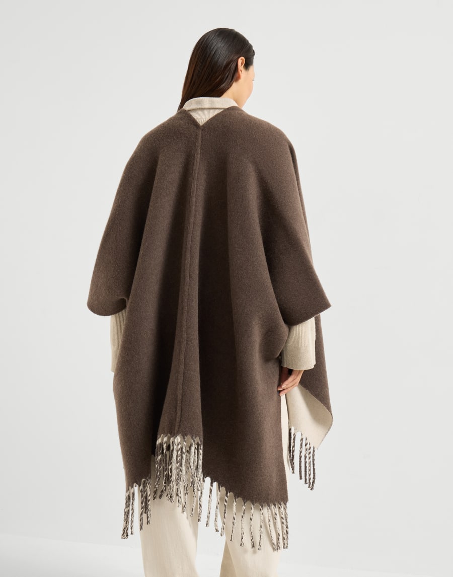 Wool and cashmere double knit poncho Brown Woman - Brunello Cucinelli