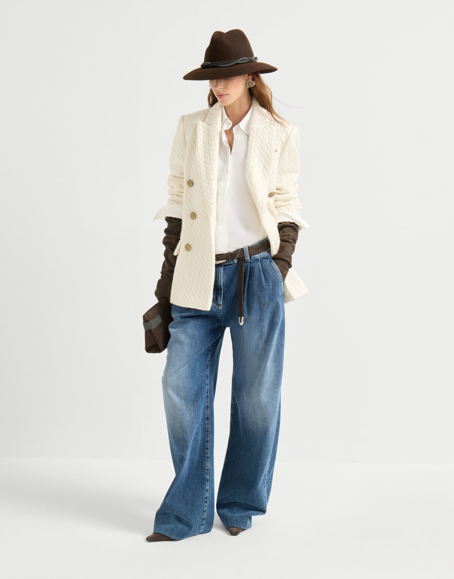 Cashmere cable knit blazer White Woman - Brunello Cucinelli