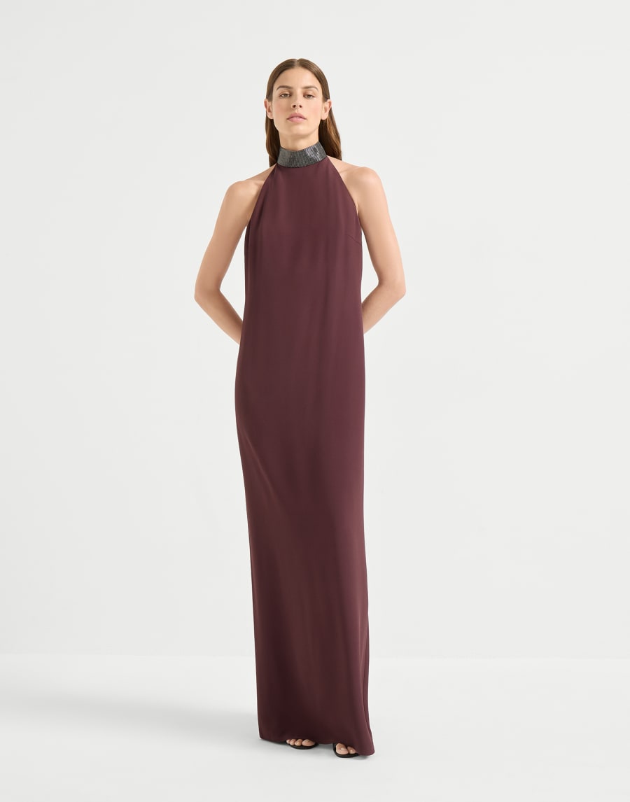 Abito Halterneck con collo gioiello Burgundy Donna - Brunello Cucinelli