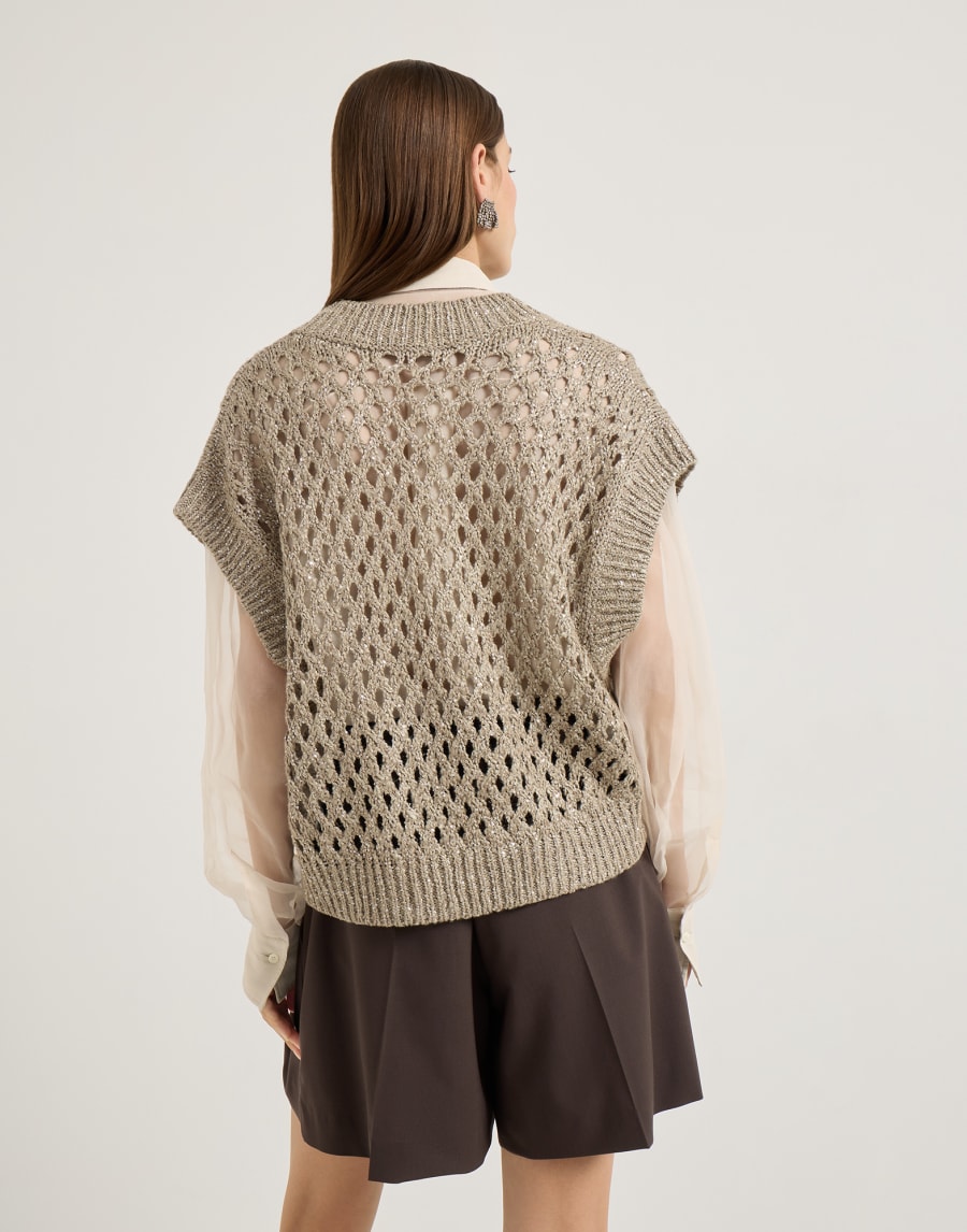 Dazzling Net-Pullover Warmes Beige Damen - Brunello Cucinelli