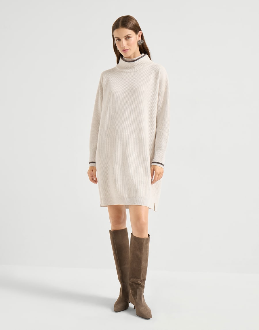Abito in maglia costa inglese Beige Freddo Donna - Brunello Cucinelli