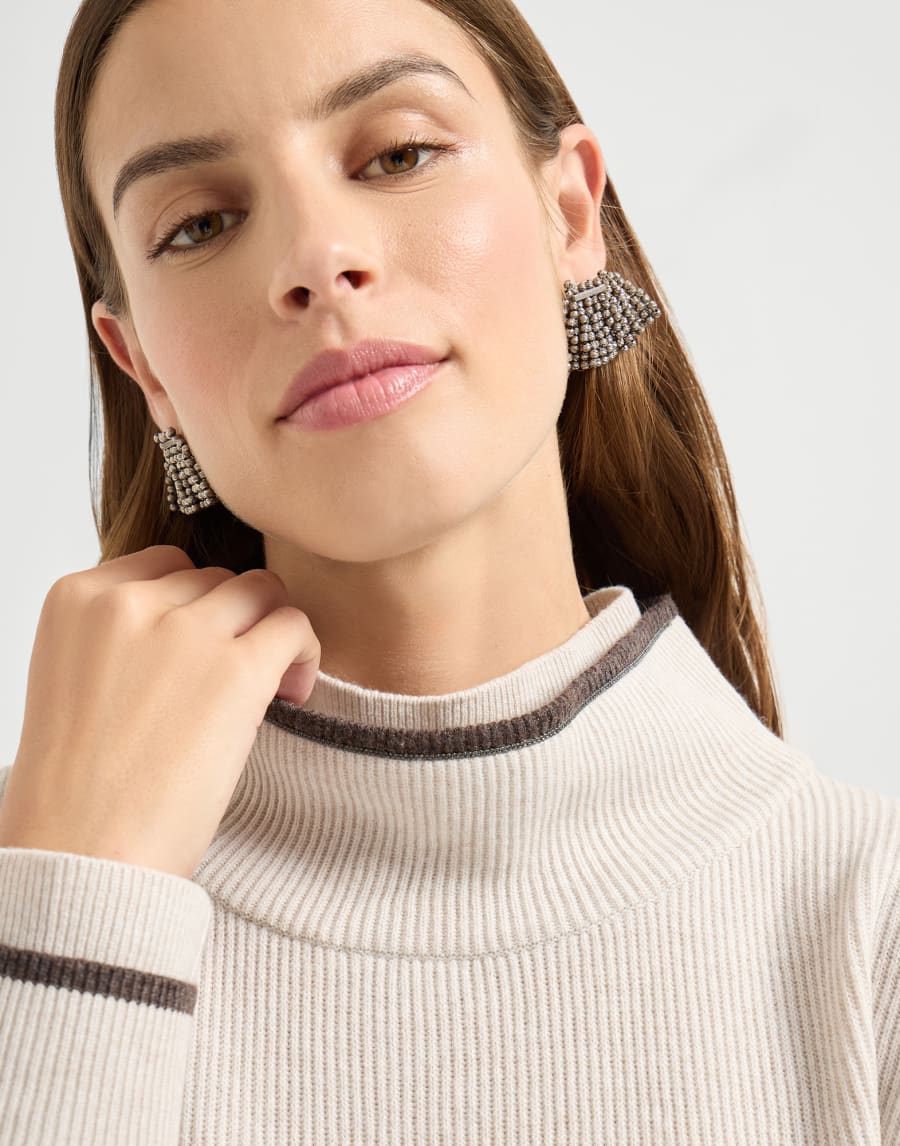 English rib knit dress Cool Beige Woman - Brunello Cucinelli