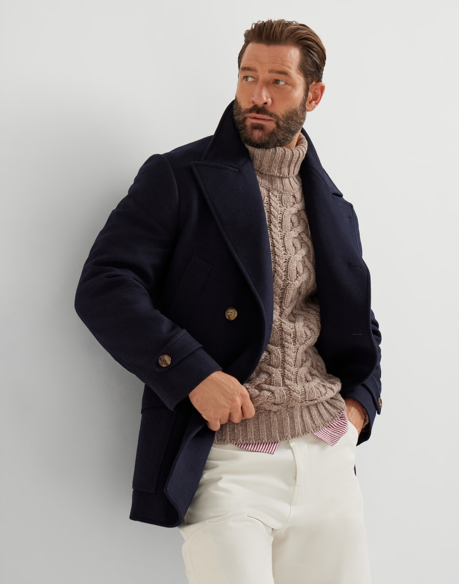 四口袋式卡班外套 海军蓝 男款 - Brunello Cucinelli