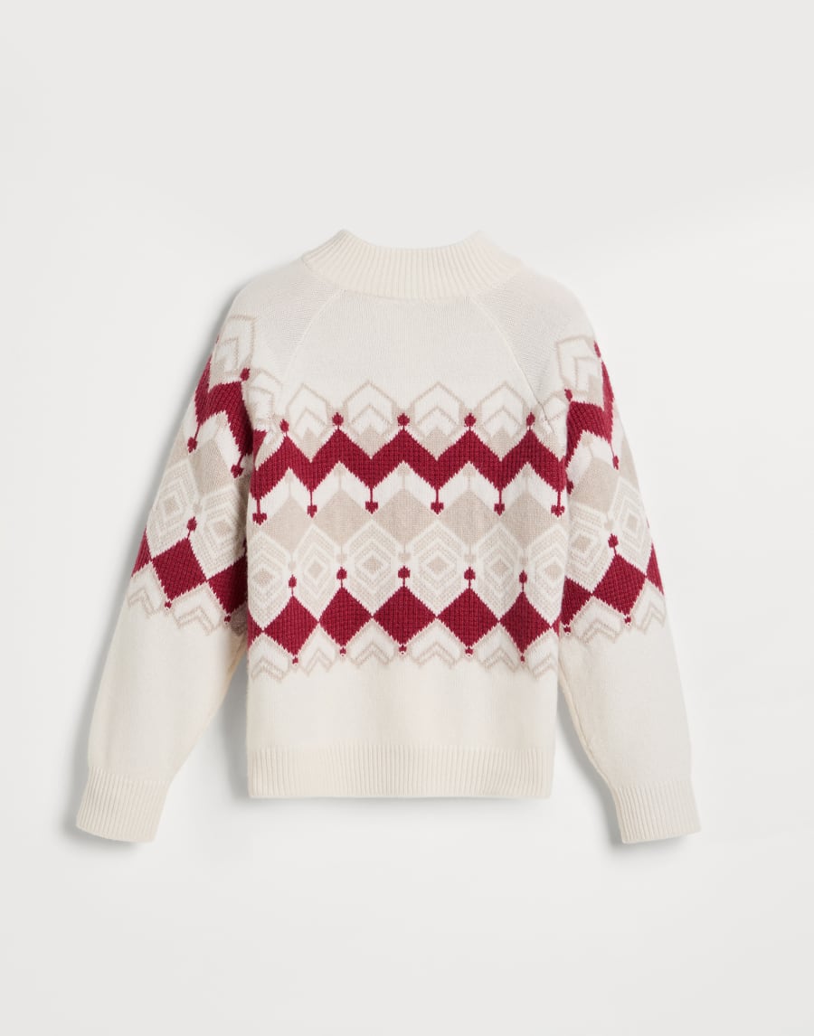 Jacquard cardigan with zipper Red Boys - Brunello Cucinelli