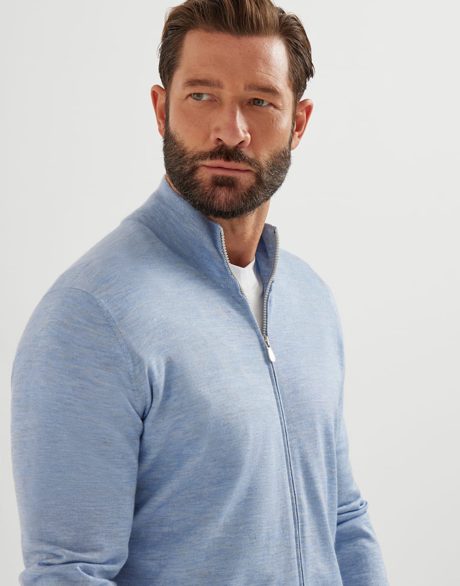 Lightweight knit cardigan Denim Man - Brunello Cucinelli