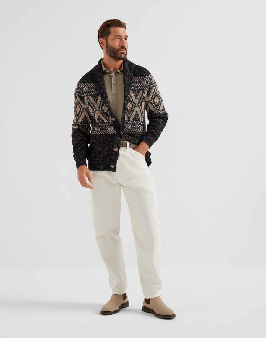 Polo with shirt collar Khaki Man - Brunello Cucinelli