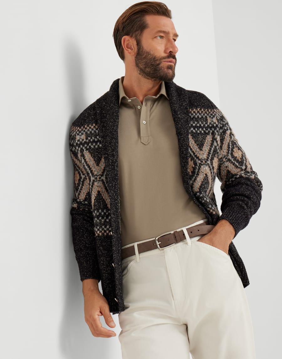 Polo with shirt collar Khaki Man - Brunello Cucinelli