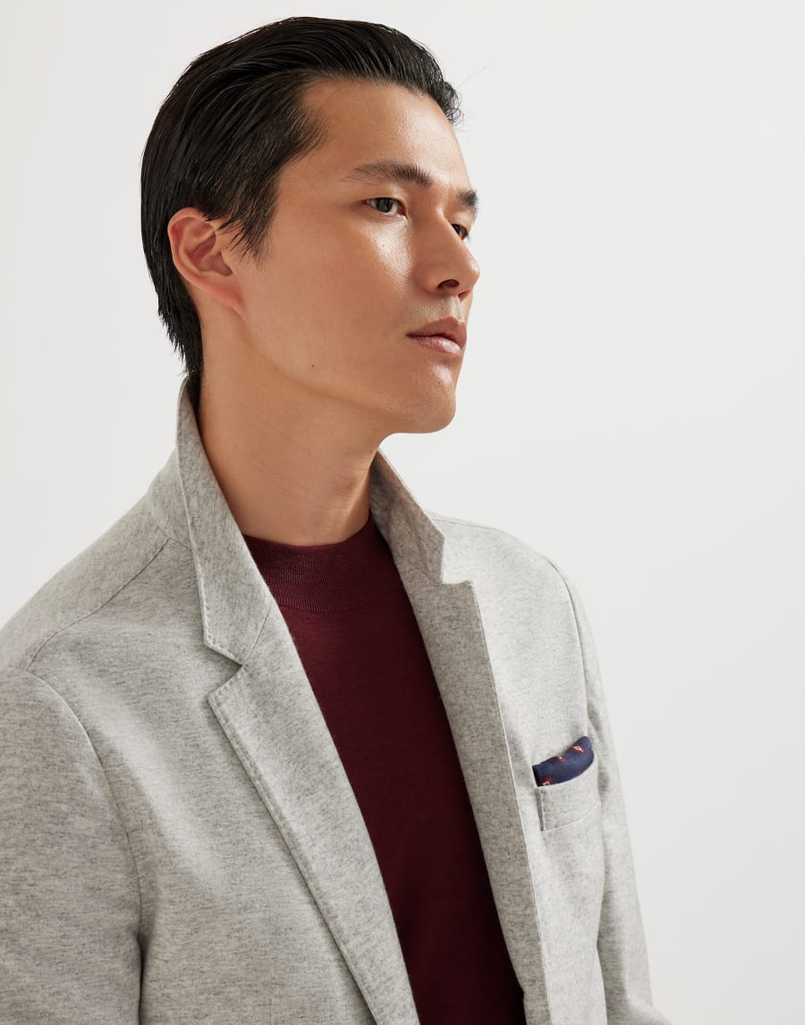 Cashmere jersey blazer Pearl Grey Man - Brunello Cucinelli