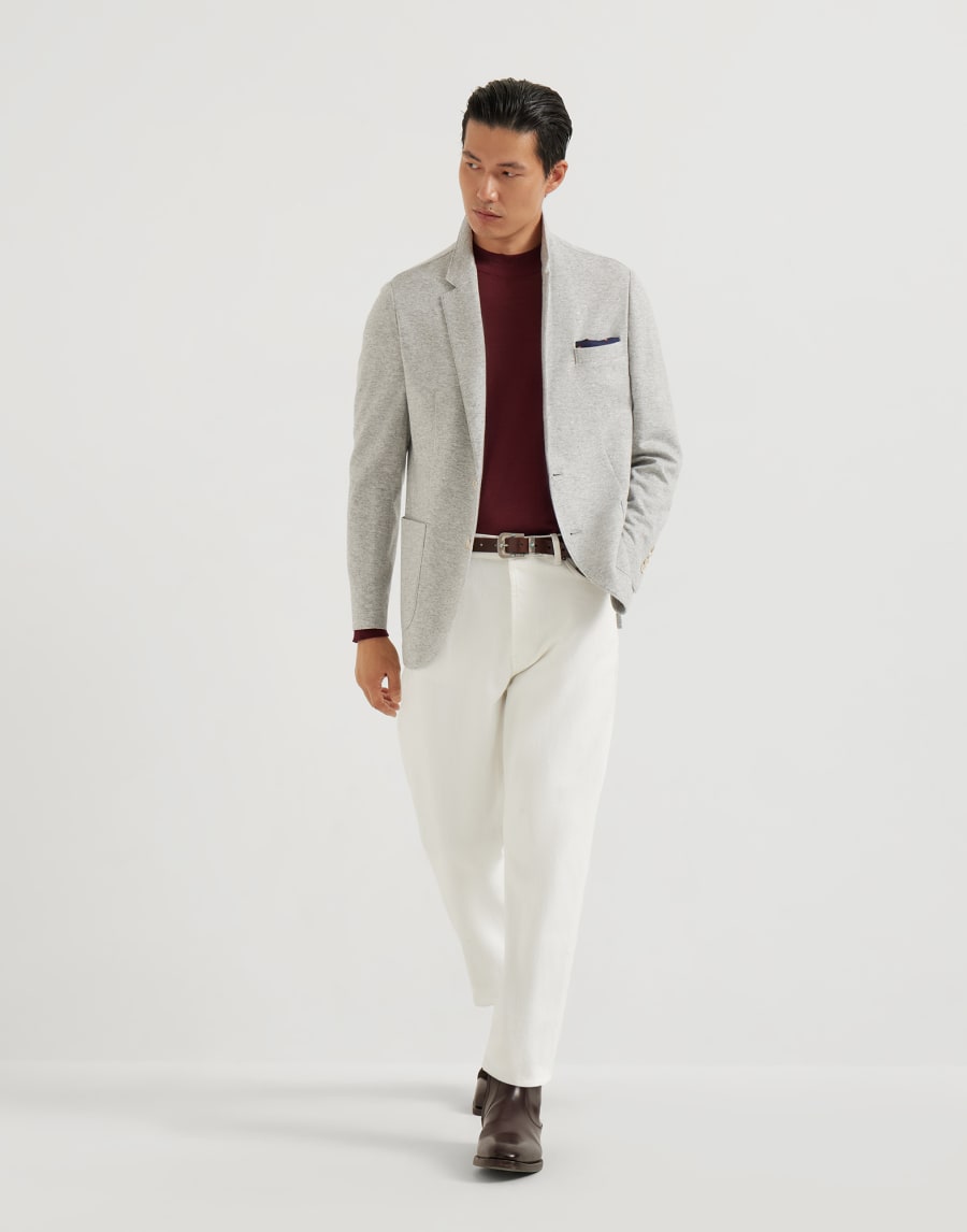 Cashmere jersey blazer Pearl Grey Man - Brunello Cucinelli