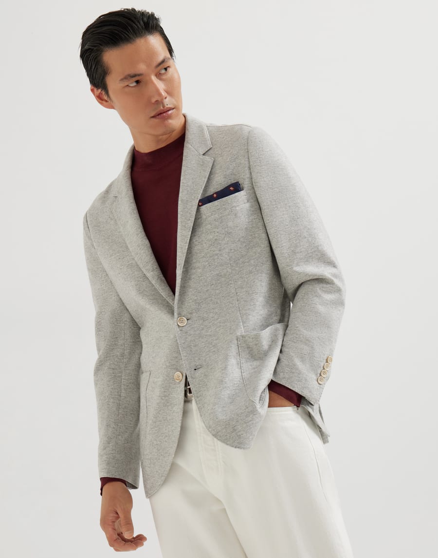 Cashmere jersey blazer Pearl Grey Man - Brunello Cucinelli
