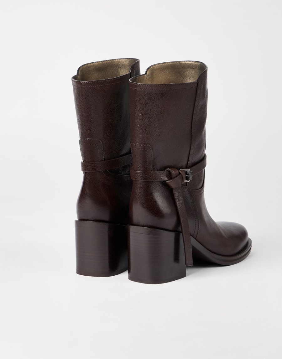Bottines en cuir Classic ornées de Monile Marron Femme - Brunello Cucinelli