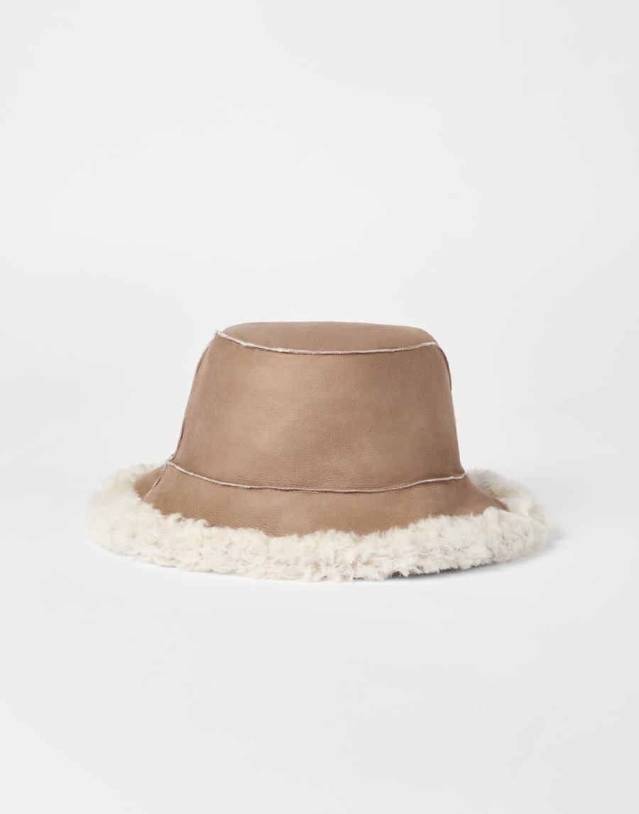 Shearling bucket hat Hazelnut Woman - Brunello Cucinelli