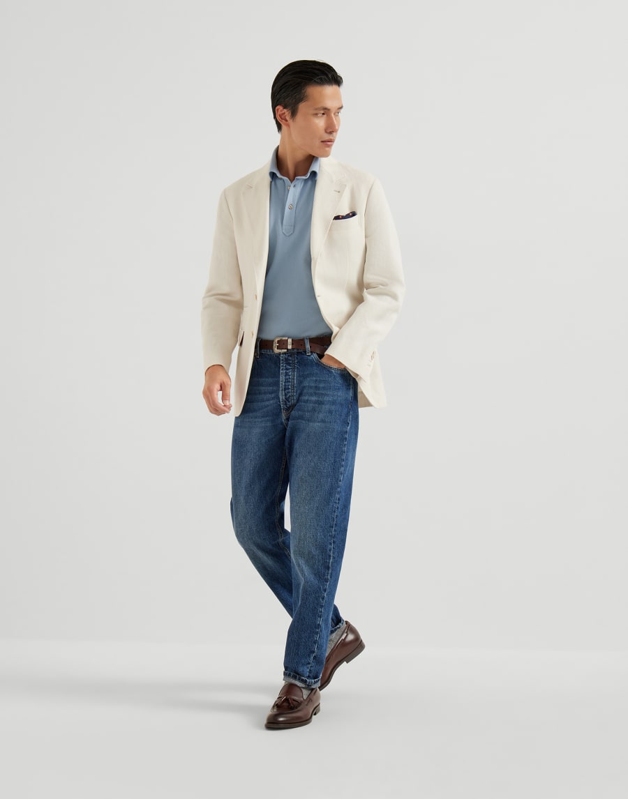 Piqué polo shirt Denim Man - Brunello Cucinelli