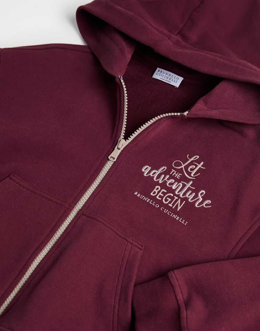 Cotton French terry sweatshirt Amaranth Girls - Brunello Cucinelli