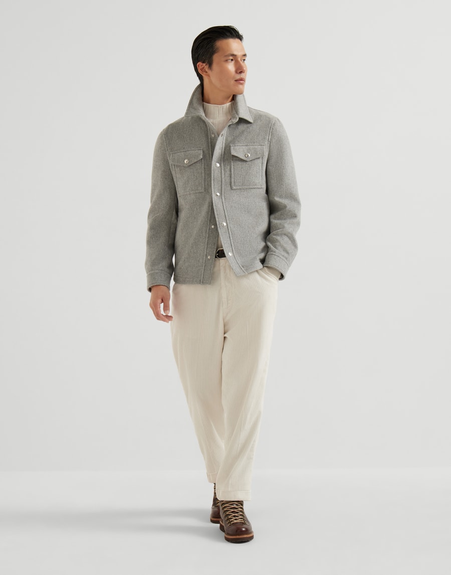 Shirt-style outerwear jacket Pearl Grey Man - Brunello Cucinelli