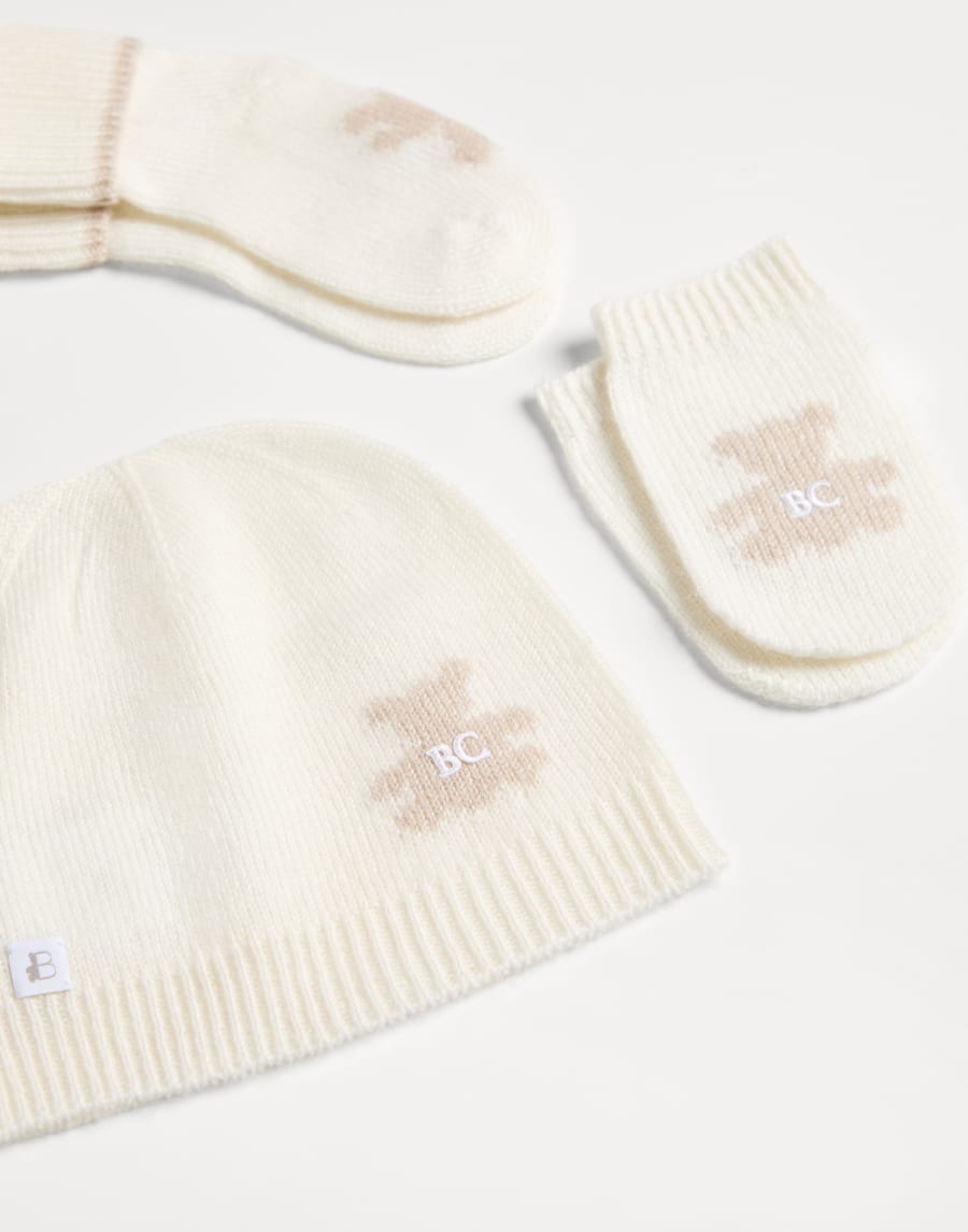 Baby Bernie beanie and socks set Panama Baby - Brunello Cucinelli