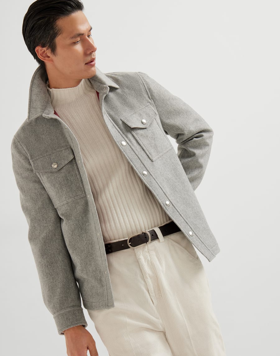 Shirt-style outerwear jacket Pearl Grey Man - Brunello Cucinelli