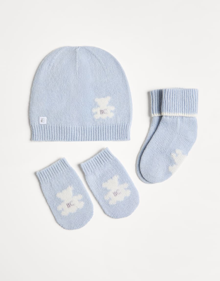 Set papalina e calzini Baby Bernie Celeste Baby - Brunello Cucinelli