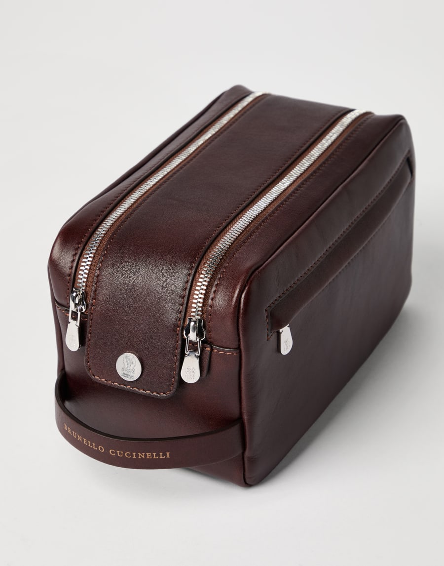 Beauty case with double zipper Burgundy Man - Brunello Cucinelli