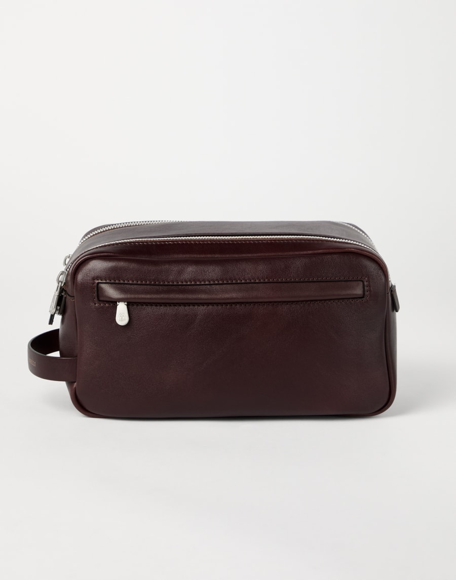 Beauty case con doppia zip Burgundy Uomo - Brunello Cucinelli