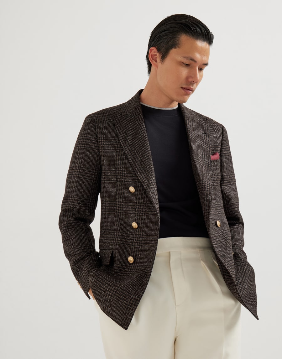 T-shirt with faux-layering Black Man - Brunello Cucinelli