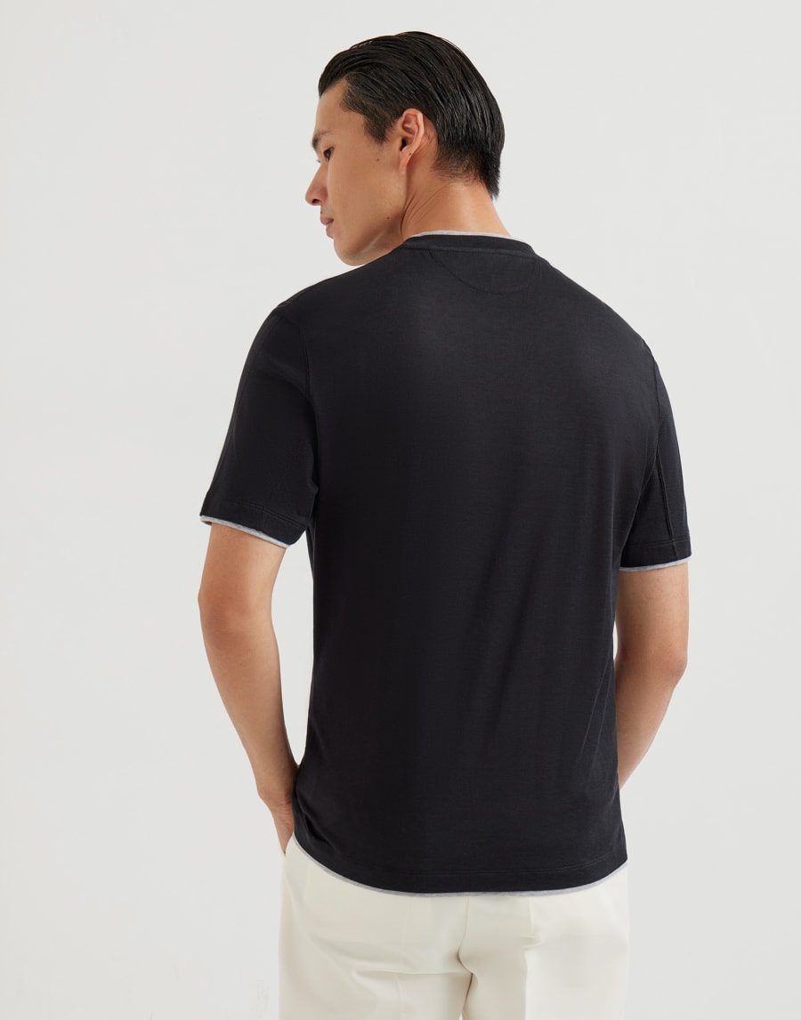 T-shirt with faux-layering Black Man - Brunello Cucinelli