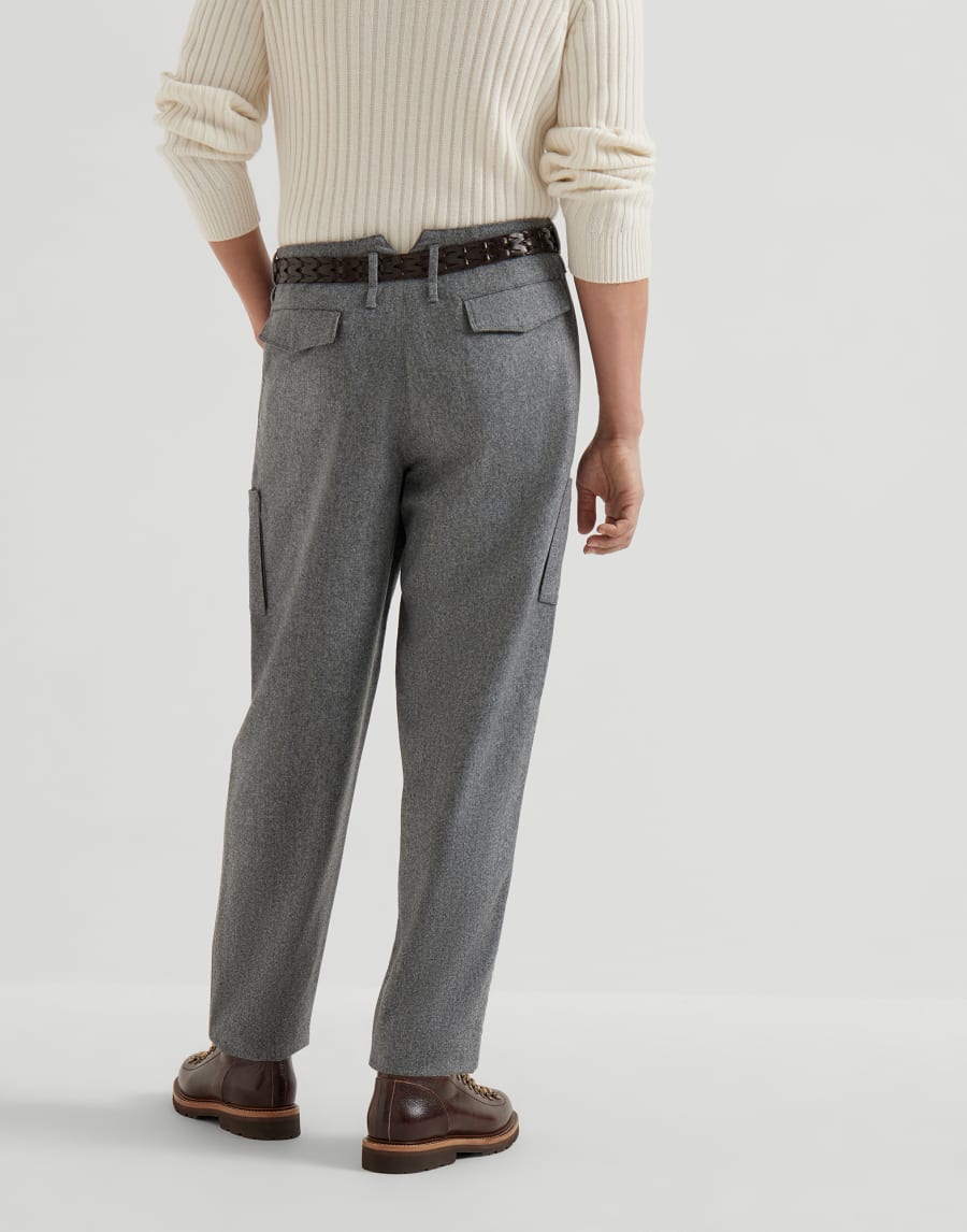 Virgin wool flannel trousers Medium Grey Man - Brunello Cucinelli