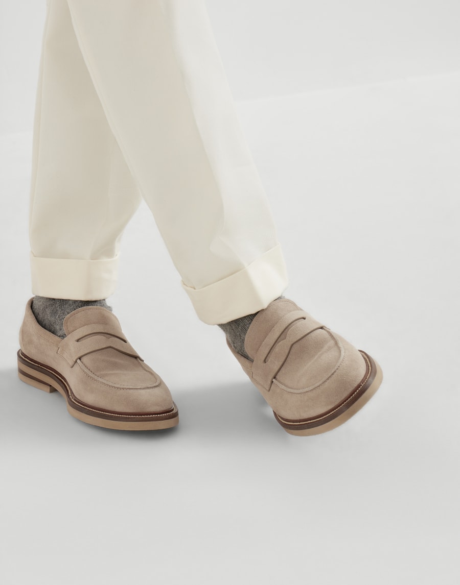 绒面革便士乐福鞋 沙丘色 男款 - Brunello Cucinelli