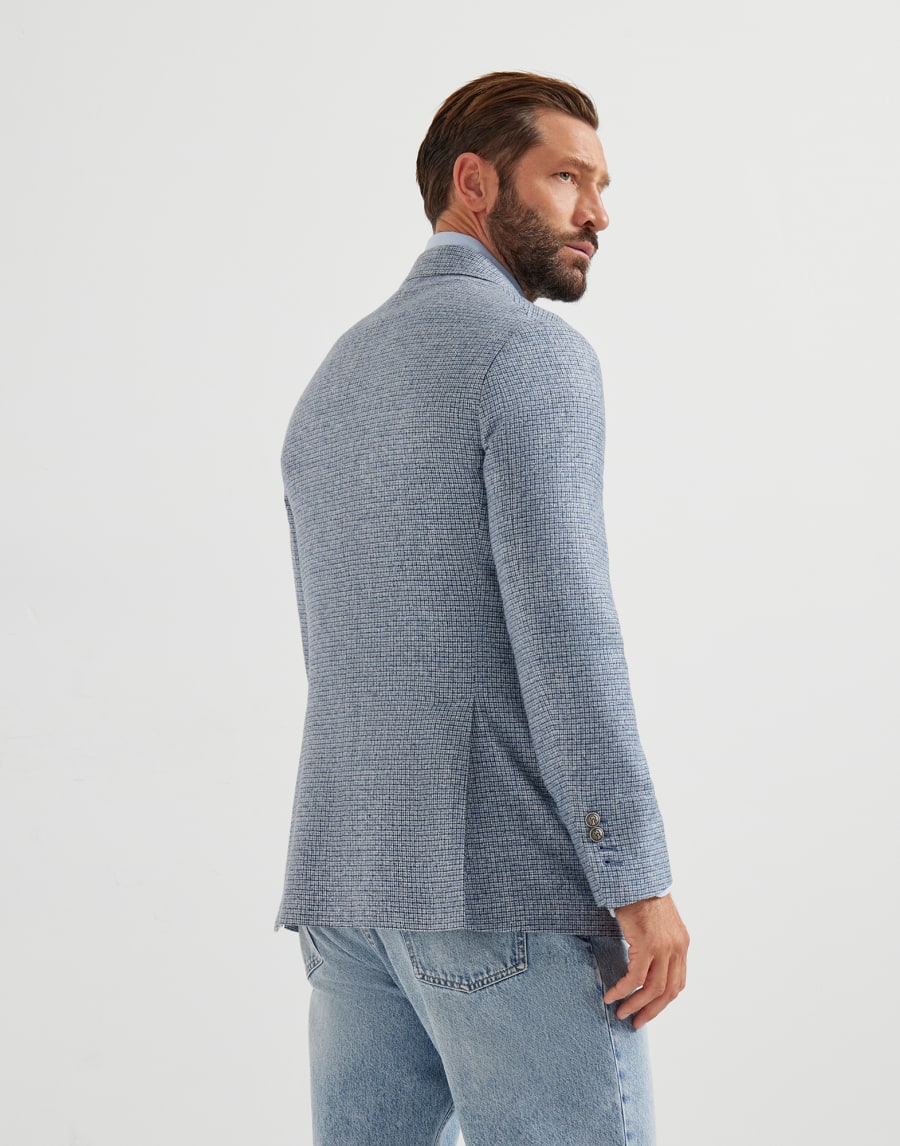 Dekonstruiertes Sakko mit Karomuster Jeansblau Herren - Brunello Cucinelli