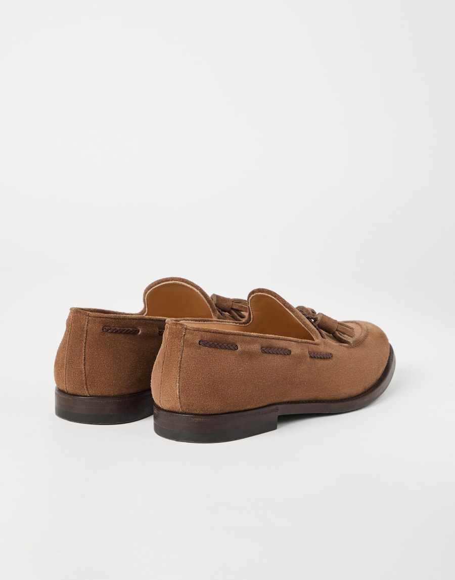 Loafer aus Veloursleder Kastanienbraun Herren - Brunello Cucinelli
